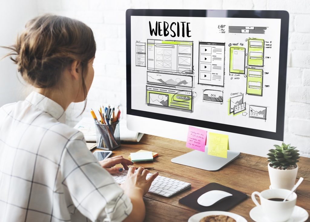 Woman designing the homepage